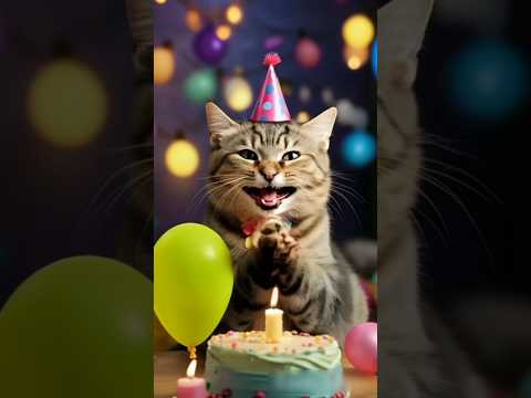 A cut Russian cat celebrateed her birthday🥞🤤 with her friends#funfully#catshorts#status#kidsflowAI