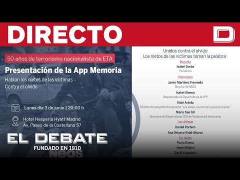 DIRECTO | Los nietos de los asesinados por ETA presentan la app 'Memoria', creada por NEOS