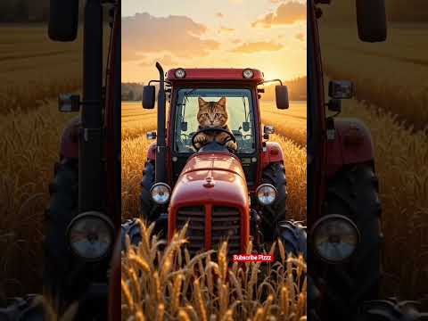 Cute Cat Driving Tractor ❤️🥰 #cats #catvideos #catlovers #meow #catshorts #shorts #virals