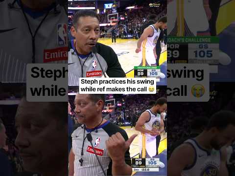 Steph working on <strong>his</strong> <strong>game</strong> during Bill Kennedy’s call 🏌️‍♂️