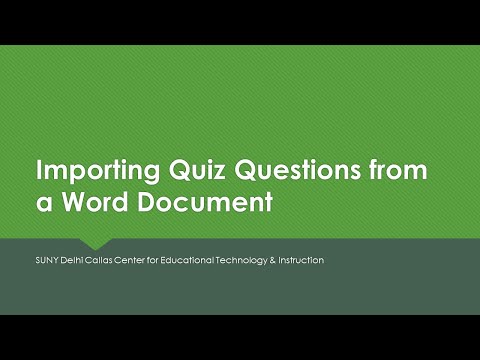 Importing Quiz Questions to the Question Bank using the Aiken Format