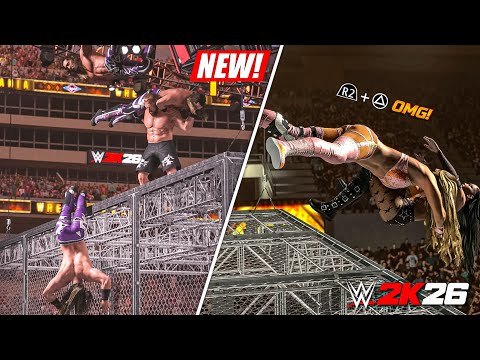 WWE 2K26: 12 New Finishers Off The Cage! (Ragdoll Physics)