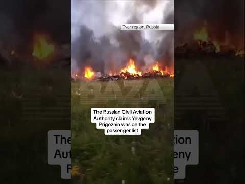 Flames visible at jet crash site north of Moscow