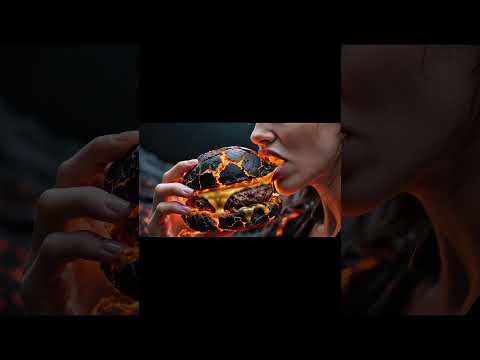 A girl eating lava muckbang | Trending video | #ai #lava #muckbangice #ice #burger #viral #shorts