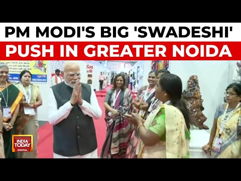 PM Modi At UP Trade Show champions 'Swadeshi': CM Yogi Adityanath hails GST reforms | India Today