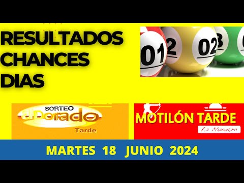 RESULTADOS DEL DORADO TARDE Y MOTILON TARDE MARTES 18 JUNIO 2024
