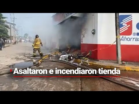 ¡INCENDIARON Y ASALTARON! | Sujetos irrumpieron en una tienda de autoservicio para cometer su crimen