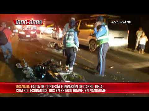 Cuatro lesionados en accidente de tránsito en la entrada a Nandaime - Nicaragua