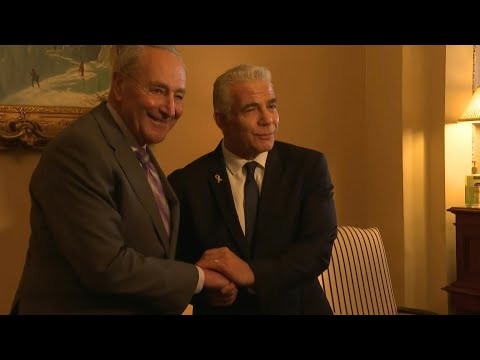 US Senate Majority Leader Chuck Schumer meets Israel opposition leader Yair Lapid | AFP