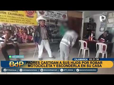 OFF Cajamarca padres castigan a sus hijos por robar moto