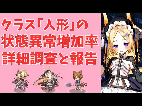 【モン娘TD】新クラス｢人形｣の状態異常増加率の詳細調査と報告【モンスター娘TD】