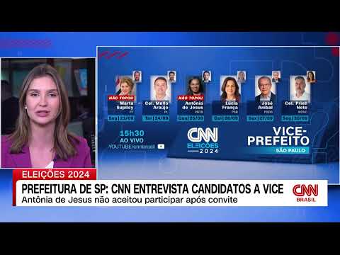 Antônia de Jesus (PRTB) não aceitou participar | CNN Eleições: entrevistas com vices - São Paulo