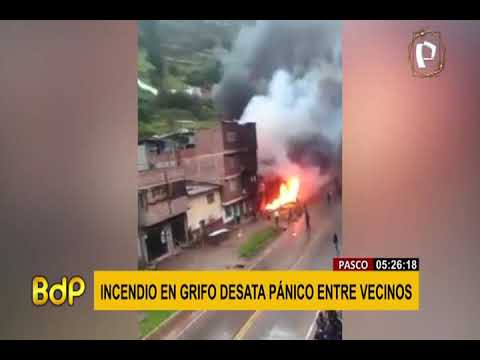 Pasco: incendio consumió grifo y cuatro vivienda en Huariaca