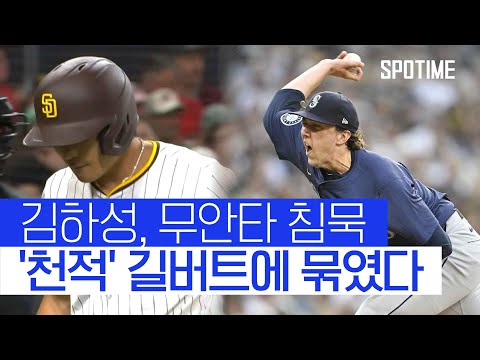 김하성 무안타 침묵… 단 5안타 길버트에 꽁꽁 묶인 SD 타선 