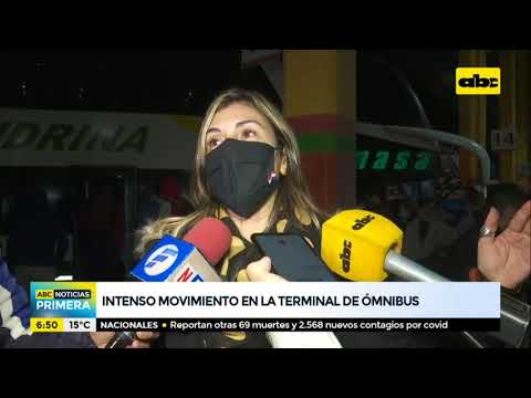 Intenso movimiento nocturno en la Terminal de Asunción
