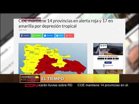 COE mantiene 14 provincias en alerta roja y 17 en amarilla por depresión tropical