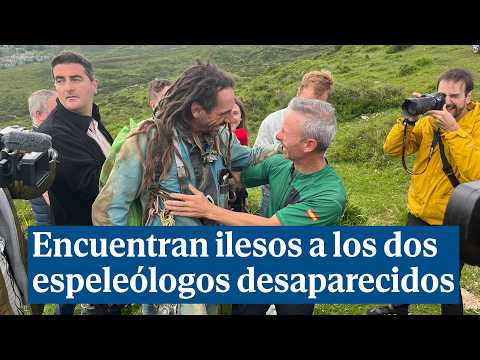 Alegría tras encontrar ilesos a los dos espeleólogos desaparecidos en una cueva de Cantabria