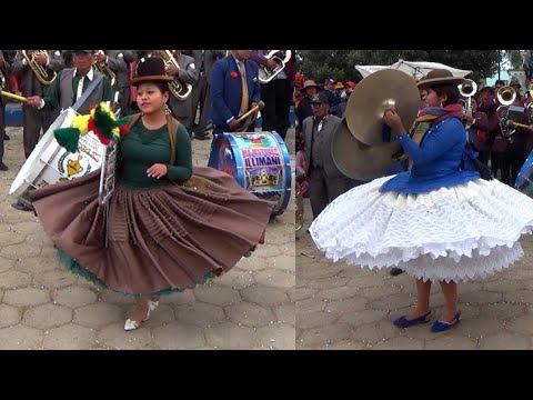 LINDAS CHOLITAS PLATILLERAS al ritmo de las bandas bolivianas en Colquencha