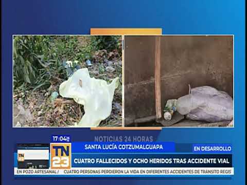 Aparatoso percance vial en Escuintla dejó cinco fallecidos y ocho heridos