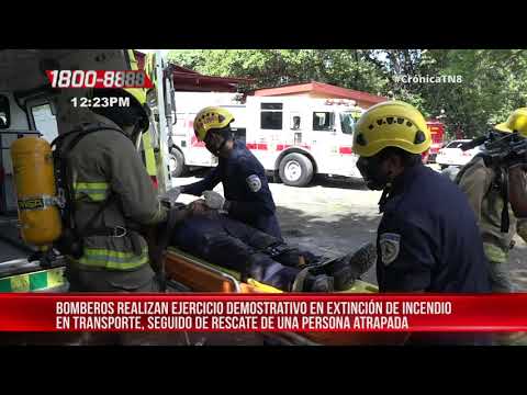 Bomberos de Managua realizan ejercicio en extinción de incendio y rescate - Nicaragua
