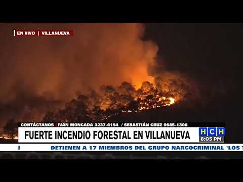 Se registra un fuerte incendio forestal en Villanueva, Cortés