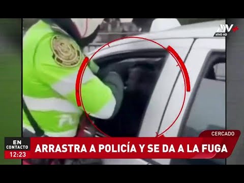 Centro de Lima: Chofer arrastra a policía de tránsito