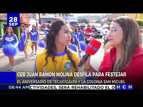 CEB Juan Ramón Molina desfila para festejar el aniversario de Tegucigalpa y Col. San Miguel