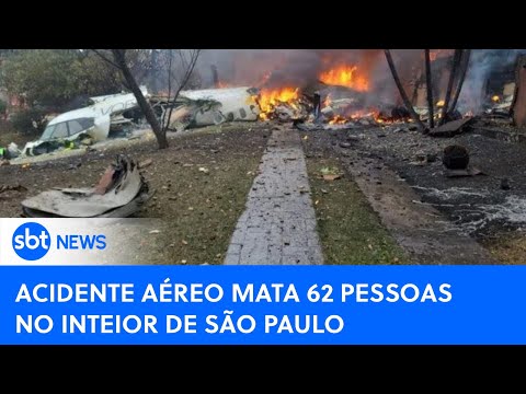 SBT News na TV: Queda de Avião Deixa 62 Mortos em Vinhedo, Interior de São Paulo