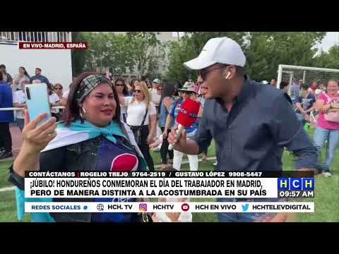 ¡Júbilo! Hondureños conmemoran el día del trabajador en Madrid, España