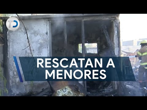 Vecinos logran rescatar a menores de fuerte incendio