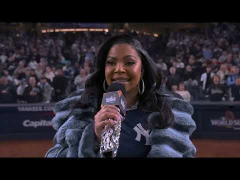 Grammy-winning artist Ashanti sings National Anthem before World Series Game 4!