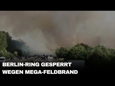 Berlin-Ring in Flammen: Riesiger Feldbrand legt Verkehr lahm