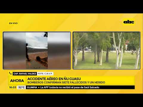 Accidente aéreo en Ñu Guasu: bomberos confirman siete fallecidos y un herido