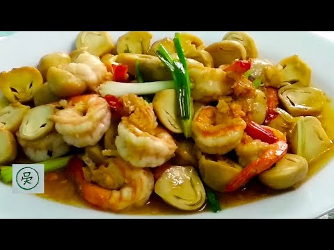 เห็ดฟางผัดกุ้งน้ำมันหอย-ผัดแบบ เห็ดฟางผัดกุ้งน้ำมันหอย-ผัดแบบ