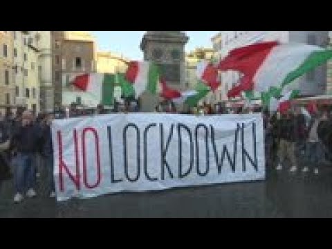 Scuffles at anti-lockdown protest in Rome