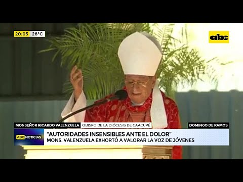 Domingo de Ramos: Monseñor Valenzuela exhortó a valorar la voz de los jóvenes