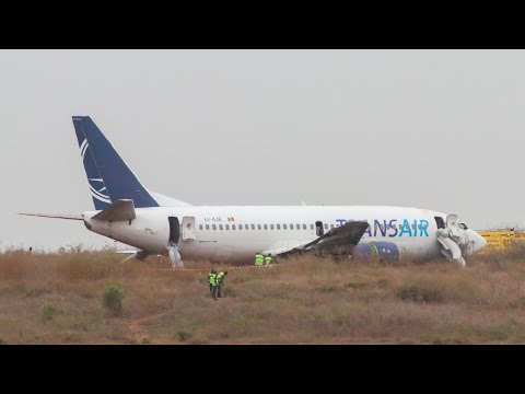 Boeing 737 skids off the runway at Senegal airport, 10 people hurt