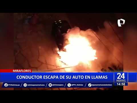 Miraflores: conductor logró escapar ileso de auto en llamas