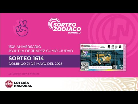 Sorteo Zodiaco No. 1614 Conmemorando el 150° Aniversario Jojutla de Juárez como ciudad
