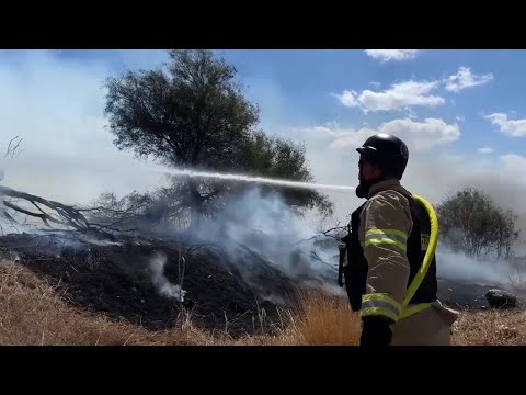 Firefighters tackle blaze in northern Israel after attack launched from inside Lebanon