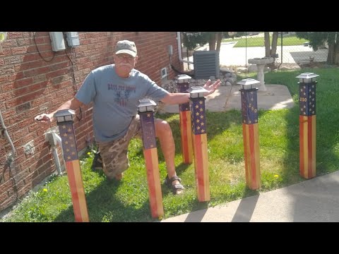 Wood 250th birthday solar light post.