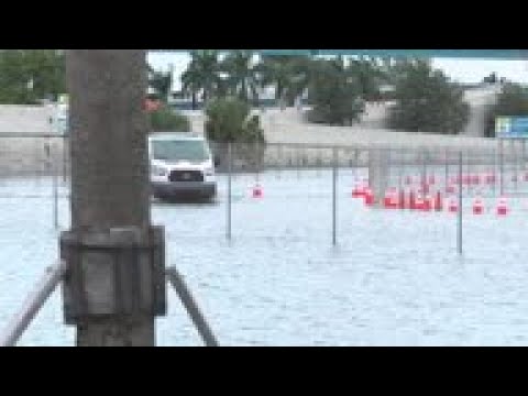 Covid testing site flooded by Tropical Storm Eta