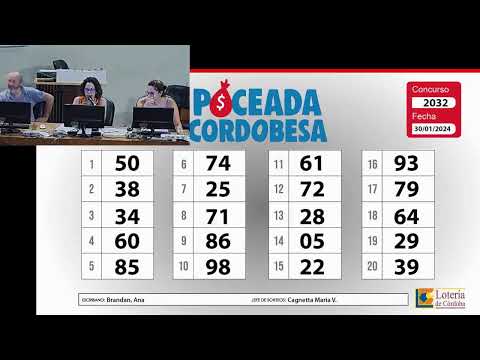 Sorteo de Quiniela POCEADA CORDOBESA N°2032 – 30/01/2024