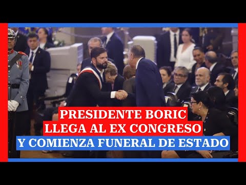 Presidente Boric llega al ex Congreso y comienza funeral de Estado de Sebastián Piñera