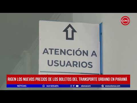 Rigen los nuevos precios de los boletos del transporte urbano en Paraná