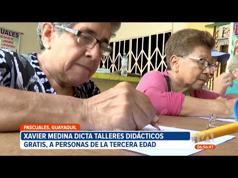 Xavier Medina dicta talleres gratuitos de manualidades a adultos de la tercera edad en Guayaquil