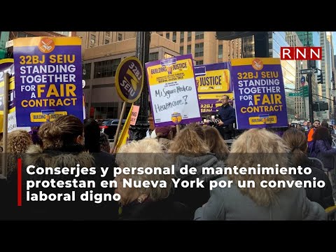 Conserjes y personal de mantenimiento protestan en Nueva York por un convenio laboral digno