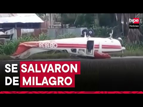 Avioneta termina volteada tras accidente en aeropuerto de Yurimaguas