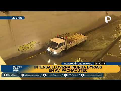Intensa llovizna inunda bypass de la avenida Pachacútec en VMT (1/3)