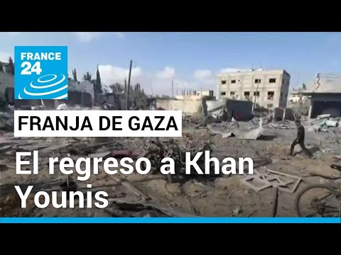 Palestinos regresan a Khan Younis, al sur de Gaza, tras la retirada del Ejército israelí